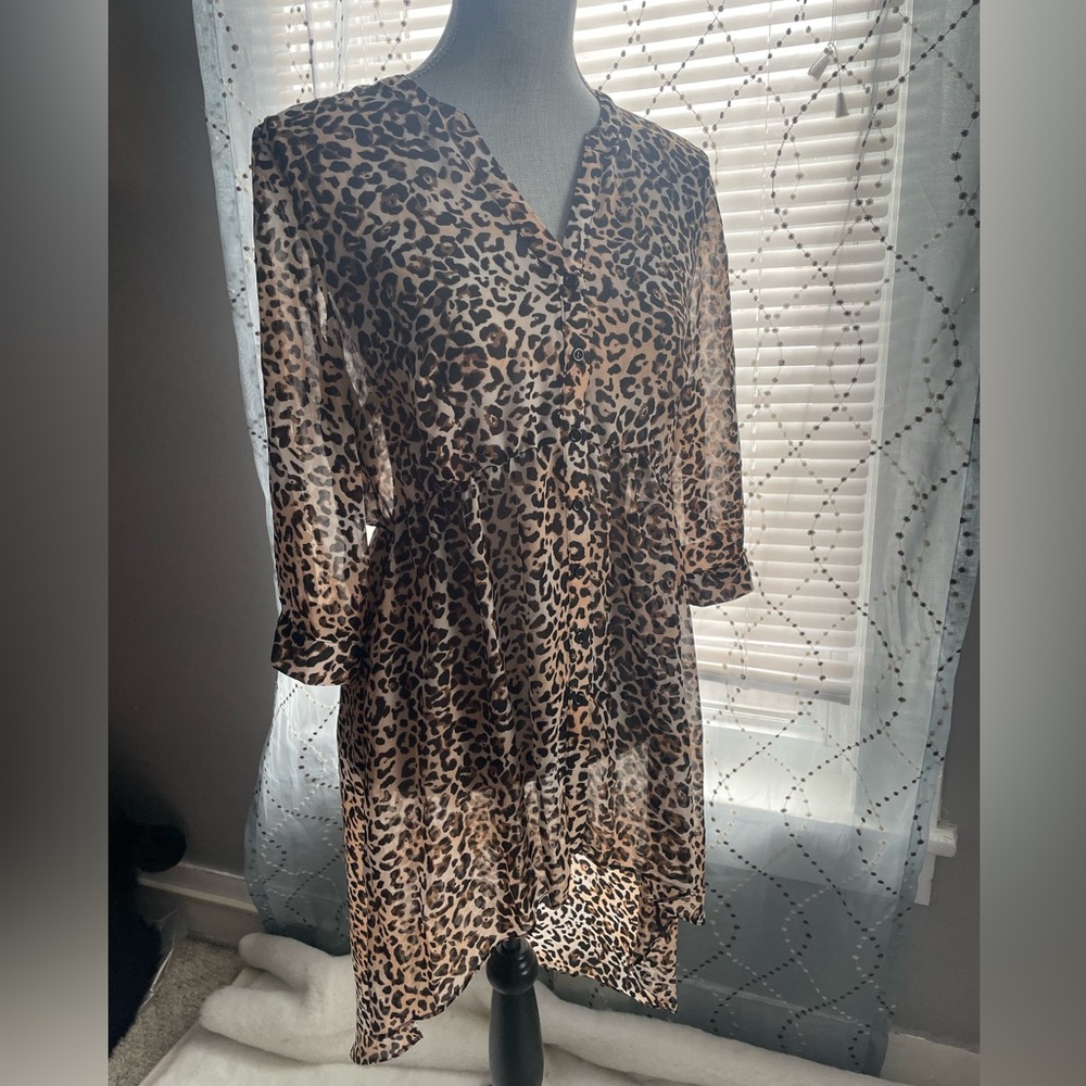Maurices Animal Print Sheer Tunic Blouse